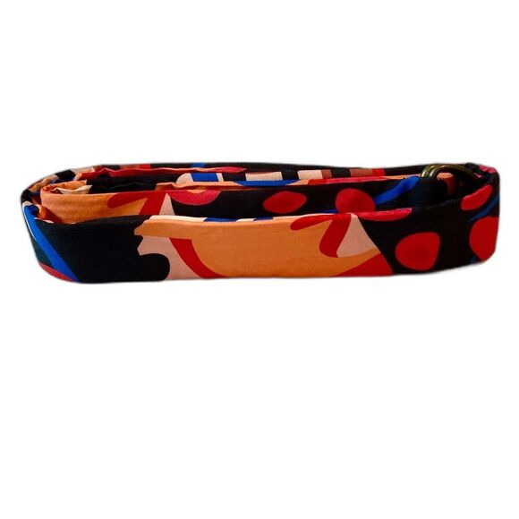 ABSTRACT FLORAL Reversible Modern D Ring Fabric Belt Womens 34 x 1.5 inches - Picture 5 of 11